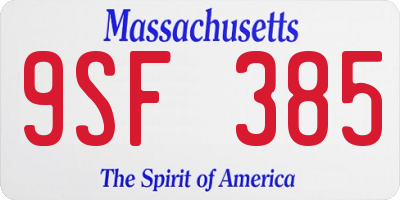 MA license plate 9SF385