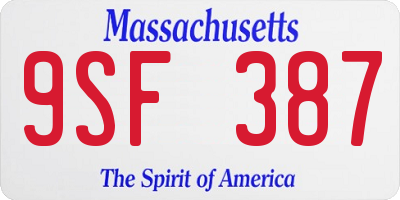 MA license plate 9SF387