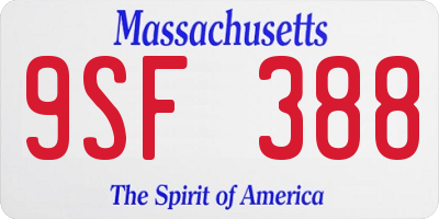 MA license plate 9SF388