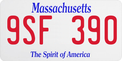 MA license plate 9SF390