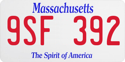 MA license plate 9SF392