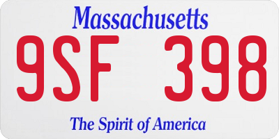 MA license plate 9SF398