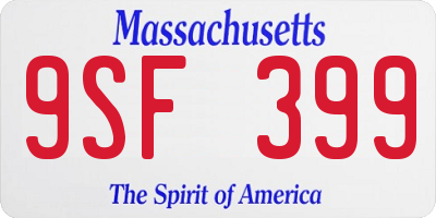 MA license plate 9SF399