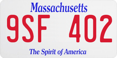 MA license plate 9SF402
