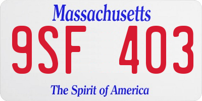 MA license plate 9SF403
