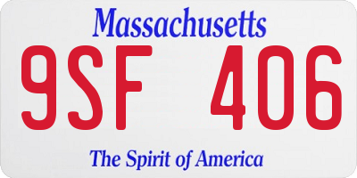 MA license plate 9SF406
