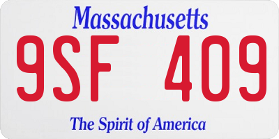MA license plate 9SF409