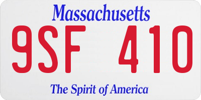 MA license plate 9SF410