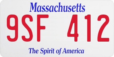 MA license plate 9SF412