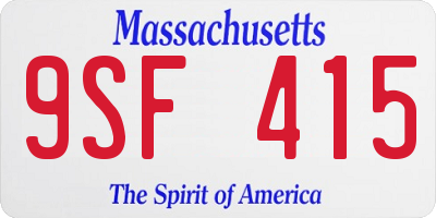 MA license plate 9SF415