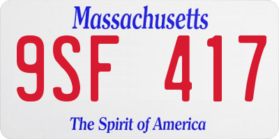 MA license plate 9SF417