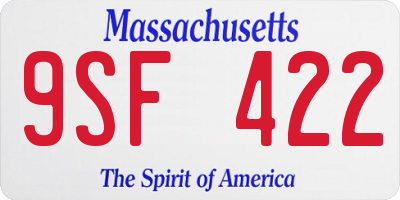 MA license plate 9SF422