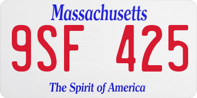 MA license plate 9SF425