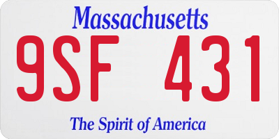 MA license plate 9SF431