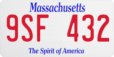 MA license plate 9SF432