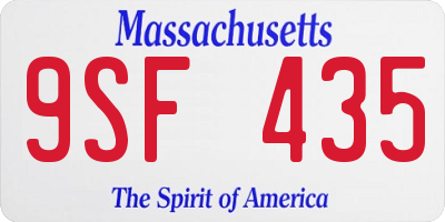 MA license plate 9SF435