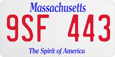 MA license plate 9SF443