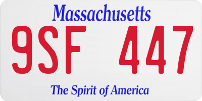 MA license plate 9SF447