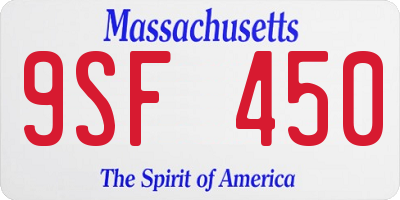 MA license plate 9SF450