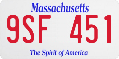 MA license plate 9SF451