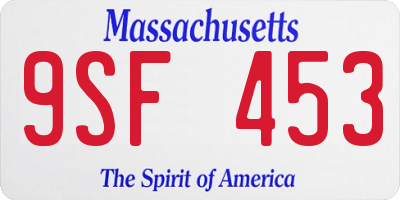 MA license plate 9SF453