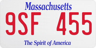 MA license plate 9SF455