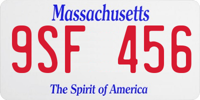 MA license plate 9SF456