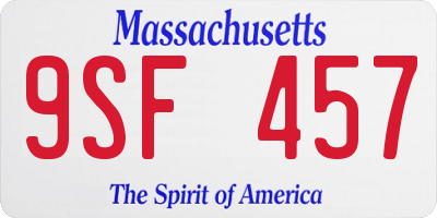 MA license plate 9SF457