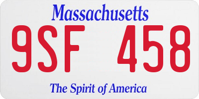 MA license plate 9SF458