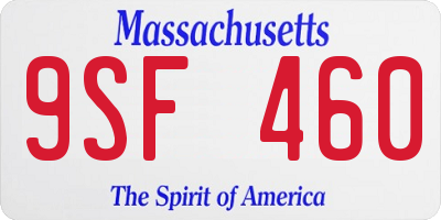 MA license plate 9SF460
