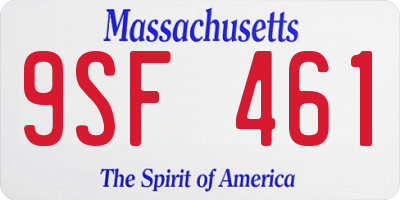 MA license plate 9SF461