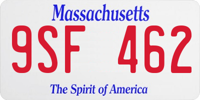 MA license plate 9SF462