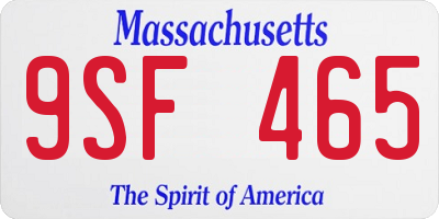 MA license plate 9SF465