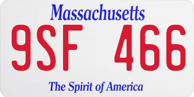 MA license plate 9SF466