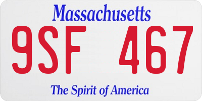 MA license plate 9SF467
