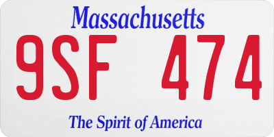 MA license plate 9SF474
