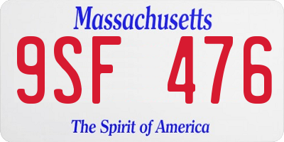 MA license plate 9SF476