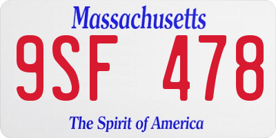 MA license plate 9SF478