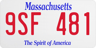 MA license plate 9SF481