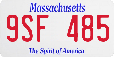 MA license plate 9SF485