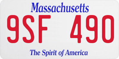 MA license plate 9SF490