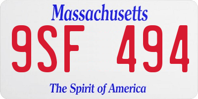 MA license plate 9SF494