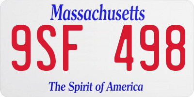 MA license plate 9SF498