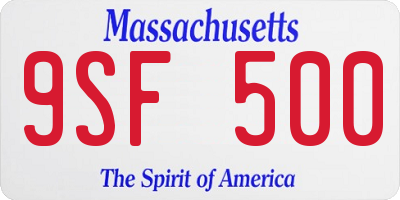 MA license plate 9SF500