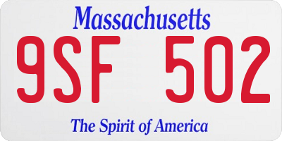MA license plate 9SF502