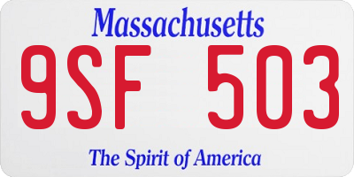 MA license plate 9SF503