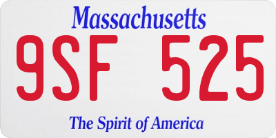 MA license plate 9SF525