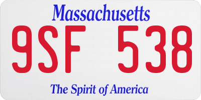 MA license plate 9SF538