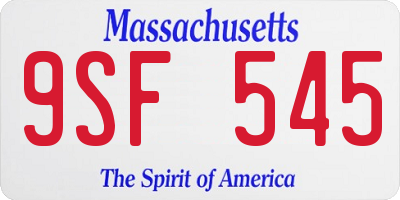 MA license plate 9SF545