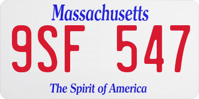 MA license plate 9SF547